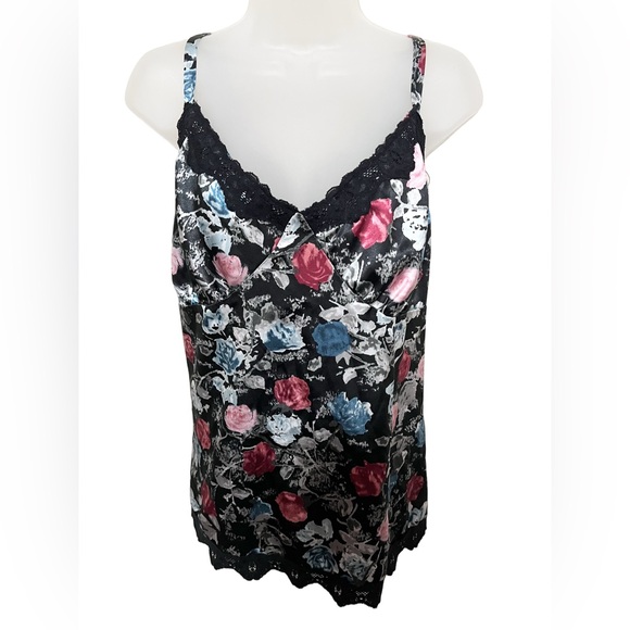 torrid Tops - Y2K Torrid 2X Lace Satin Cami Tank Dark Floral Romantic Going Out Grunge